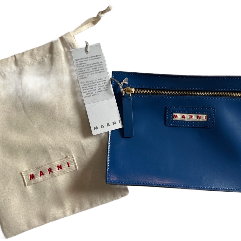 Marni Blue Leather Clutch